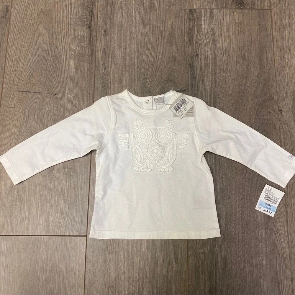 Taille O | Baby White Owl Tee Shirt Size 6 Months